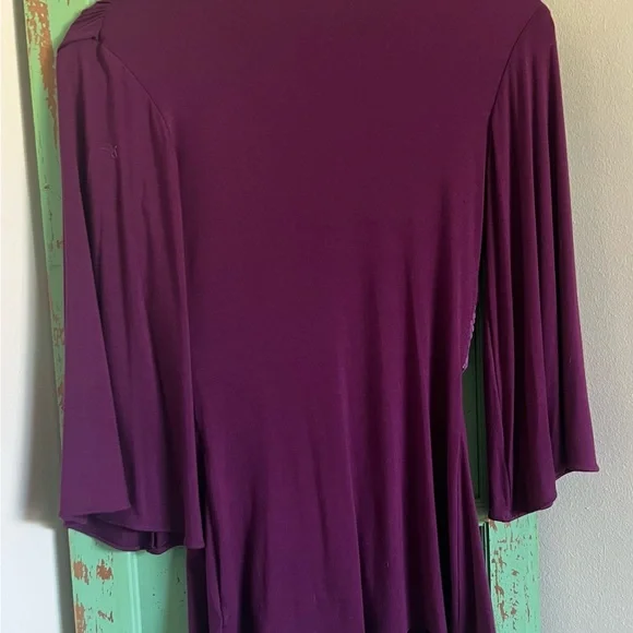 New Beautiful Sky plum Purple Blouse with Belted Waist - Picture 5 of 8
